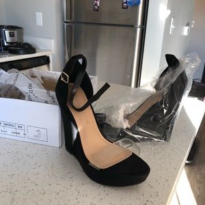 Black Wedges w Clear Strap